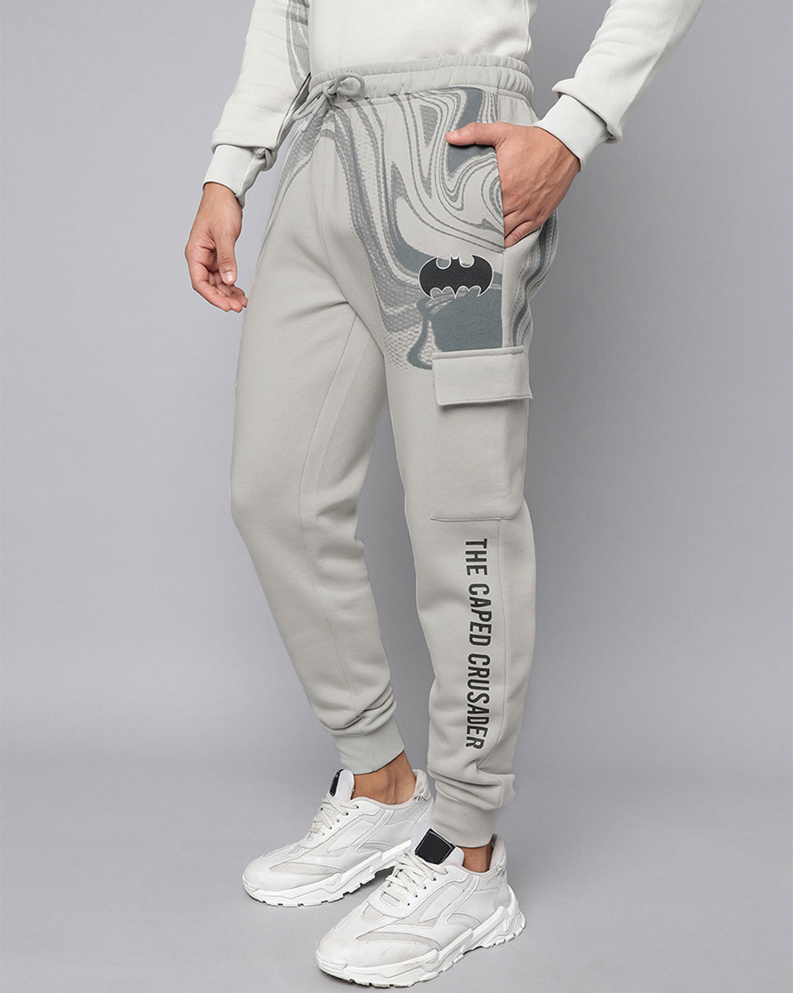 Batman Grey Mid-Rise Jogger Men