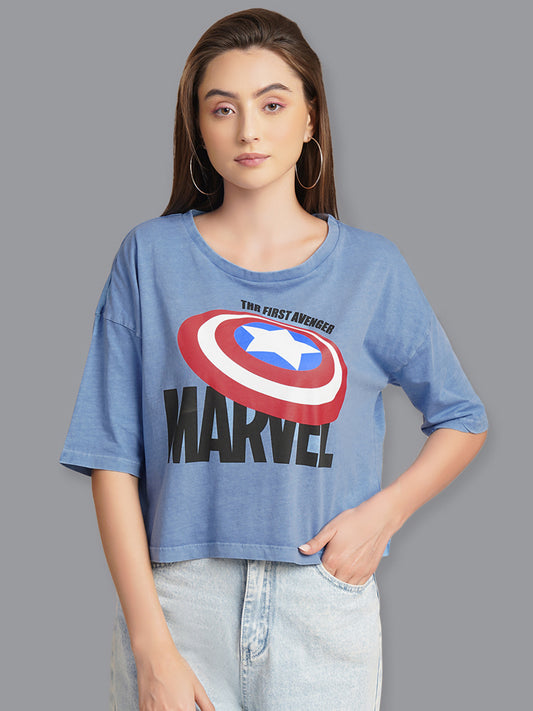 Captain America Printed Loose Tshirt For Women