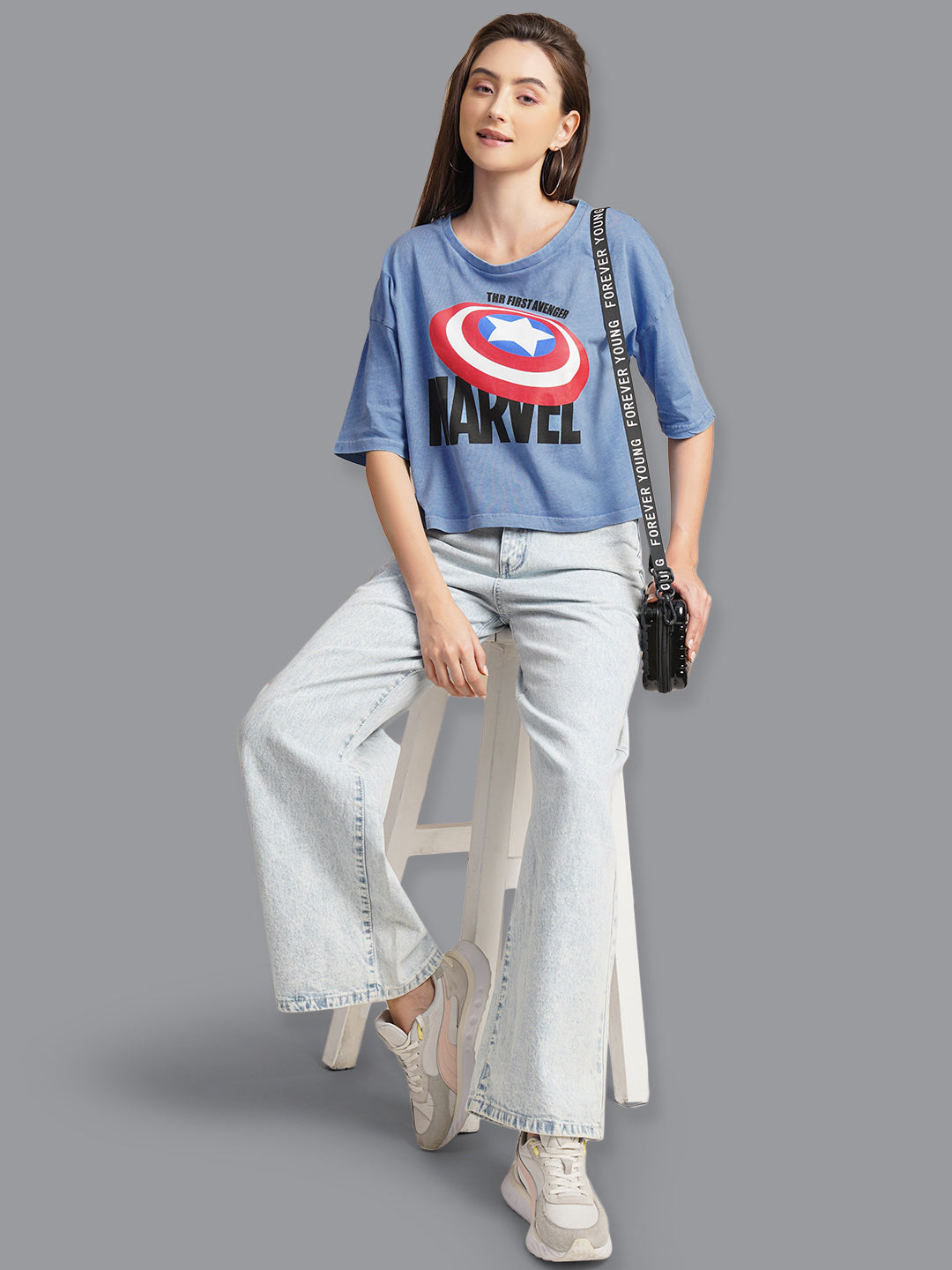 Captain America Printed Loose Tshirt For Women