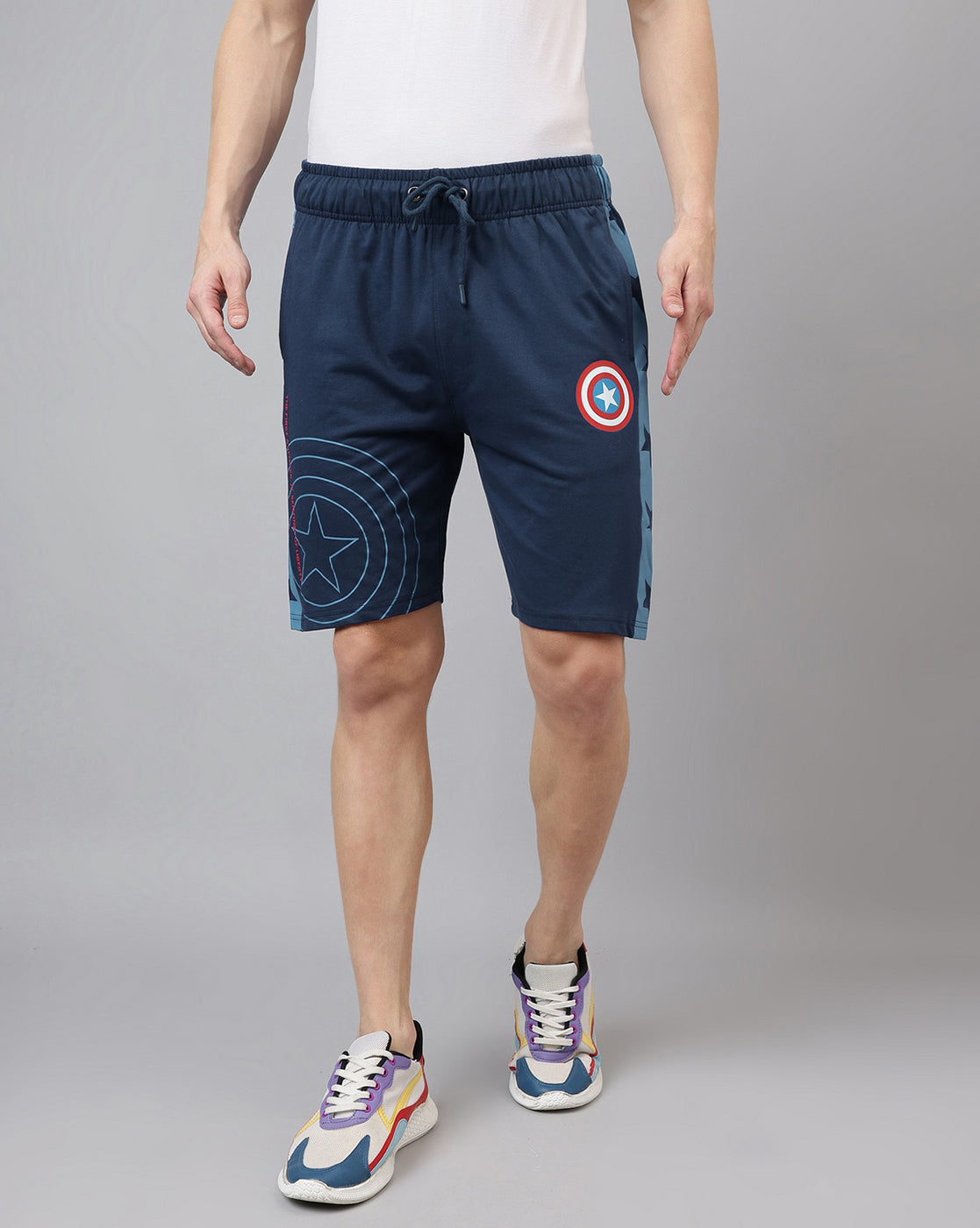 Captain America Printed Regular Fit Shorts For Men