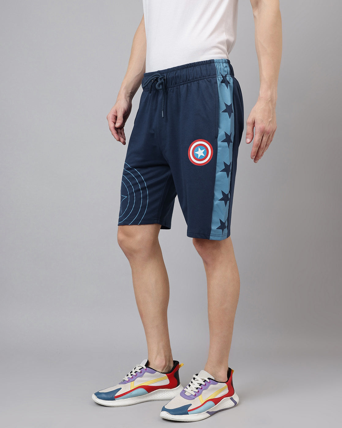 Captain America Printed Regular Fit Shorts For Men