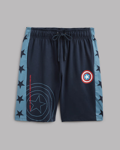 Captain America Printed Regular Fit Shorts For Men