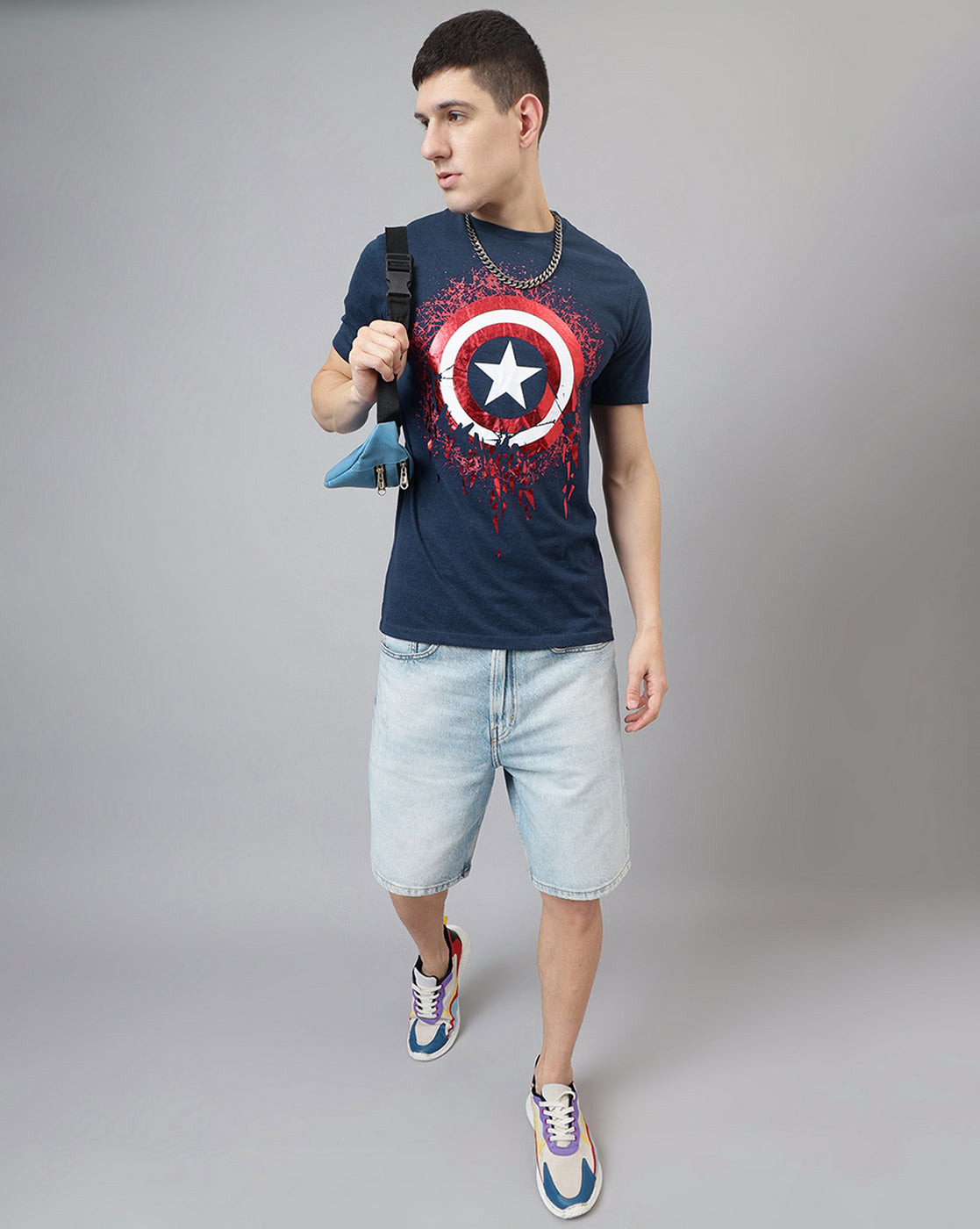 Captain America Printed Regular Fit Tshirt For Men