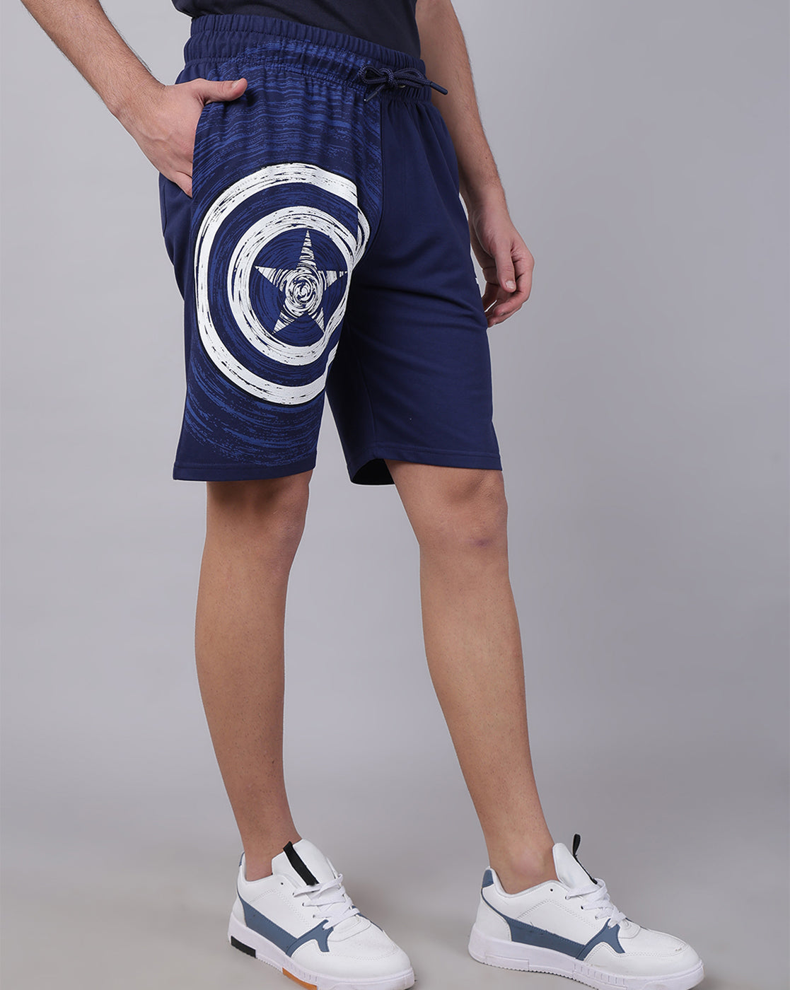 Captain America Printed Regular Fit Shorts For Men