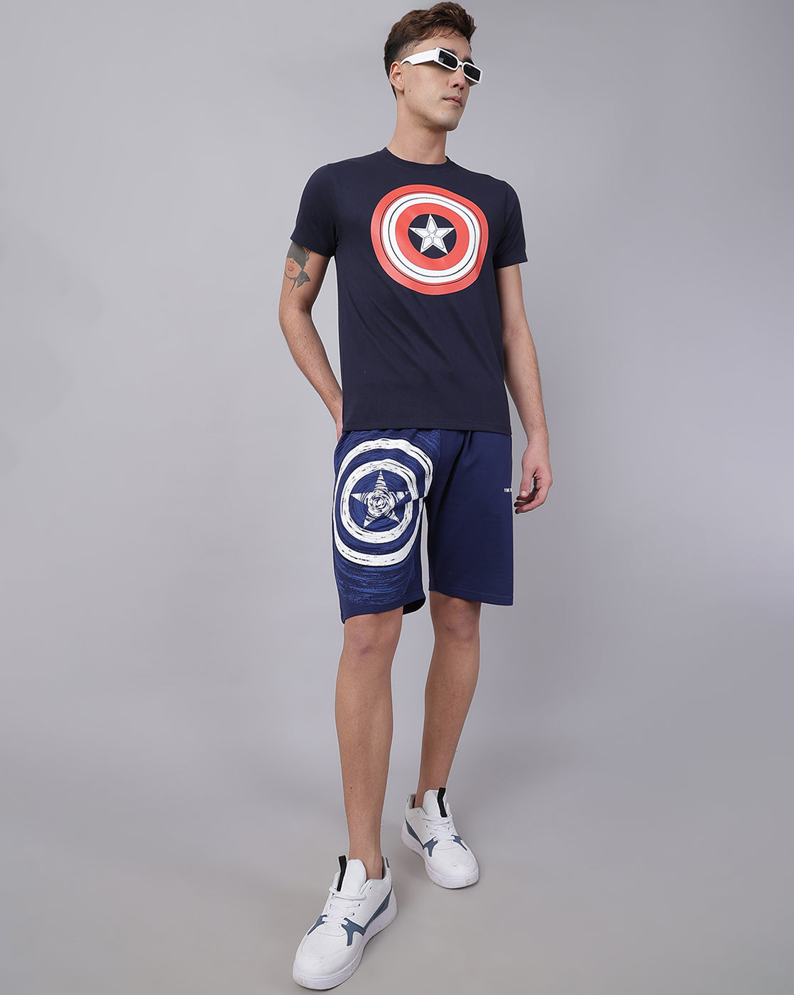 Captain America Printed Regular Fit Shorts For Men