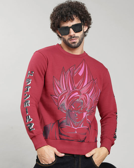 Dragon Ball Z Red Regular Fit Sweatshirt Men