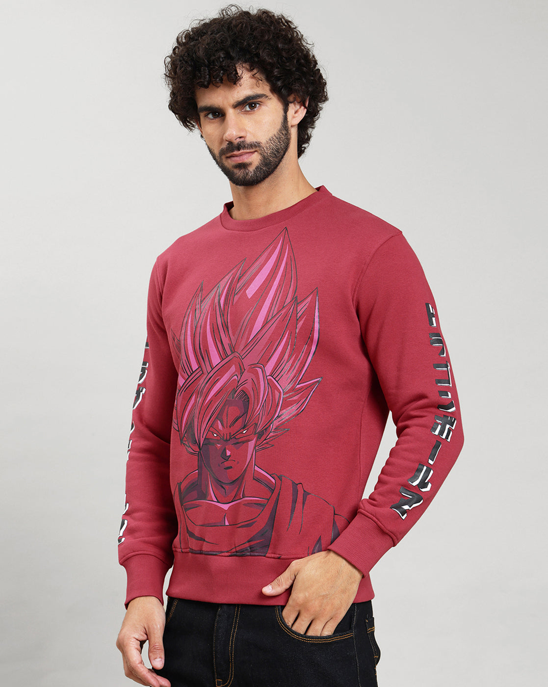 Dragon Ball Z Red Regular Fit Sweatshirt Men