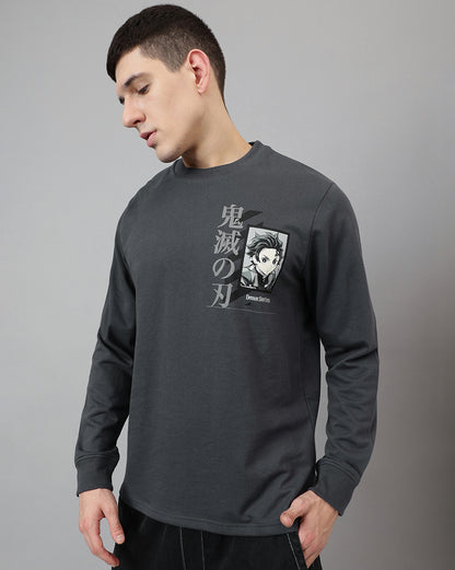 Demon Slayer Regular Fit Full Sleeves Tshirt For Men