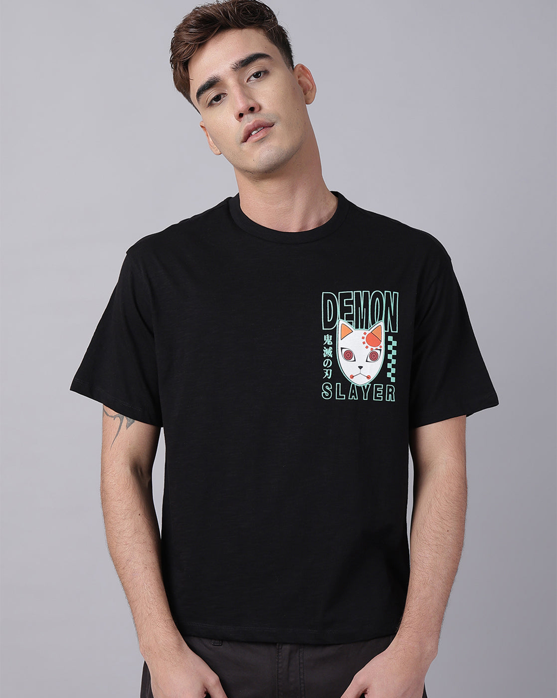 Demon Slayer Printed Oversized Tshirt For Men