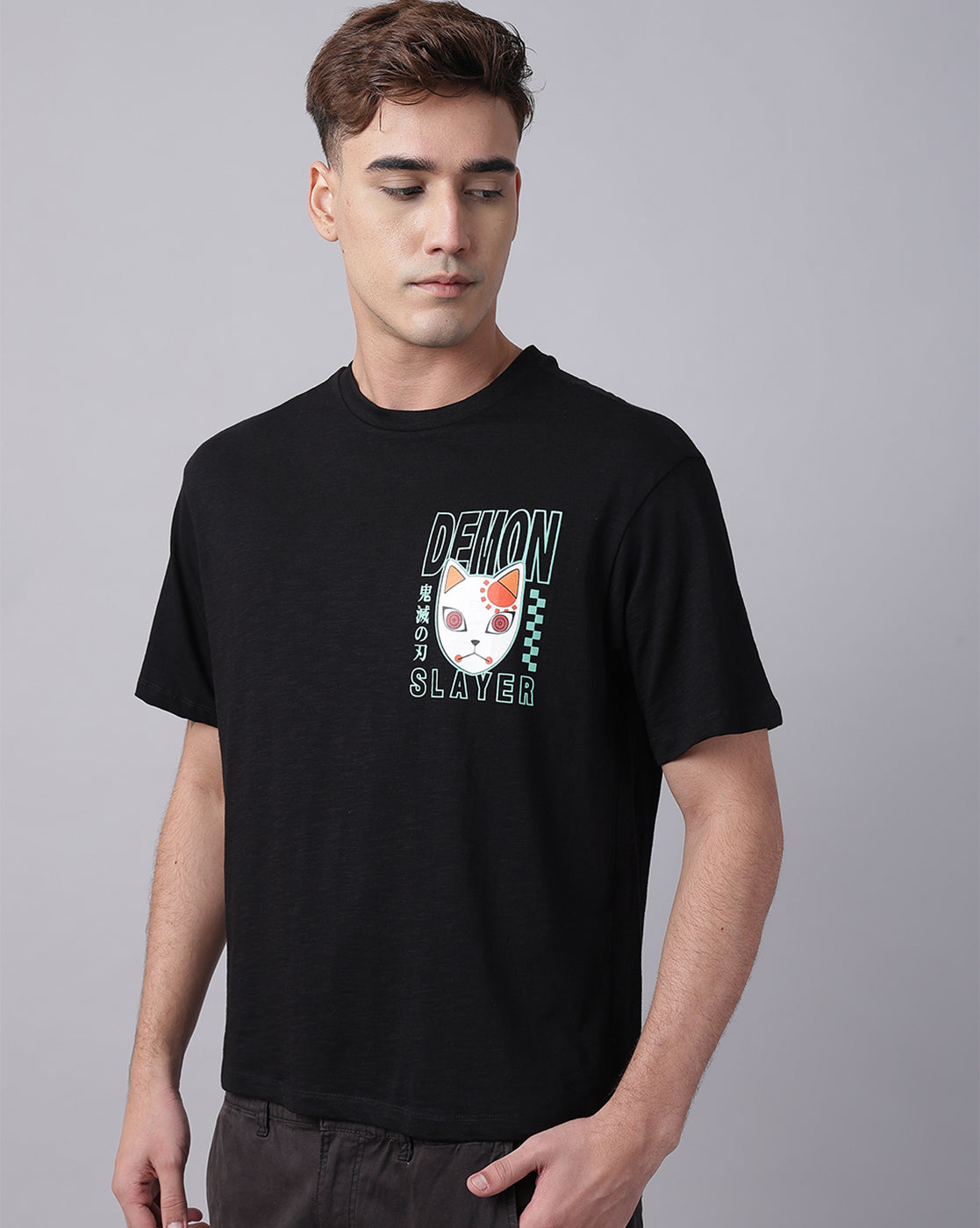 Demon Slayer Printed Oversized Tshirt For Men