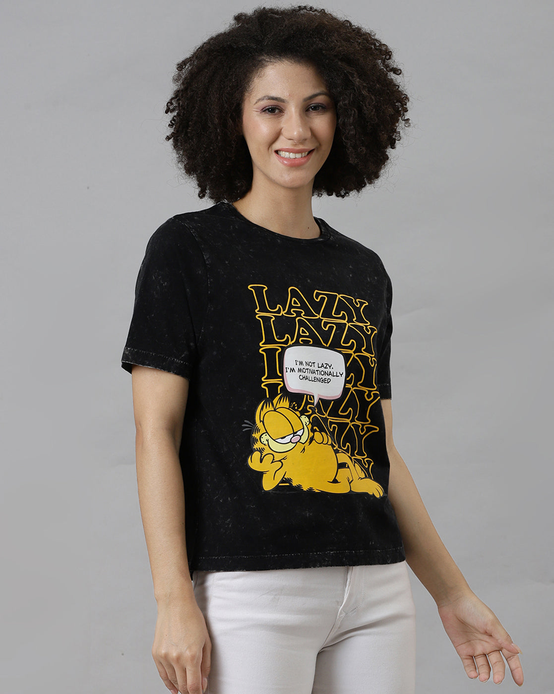 Free Authority Garfield Printed Relaxed Fit Tshirt For Women