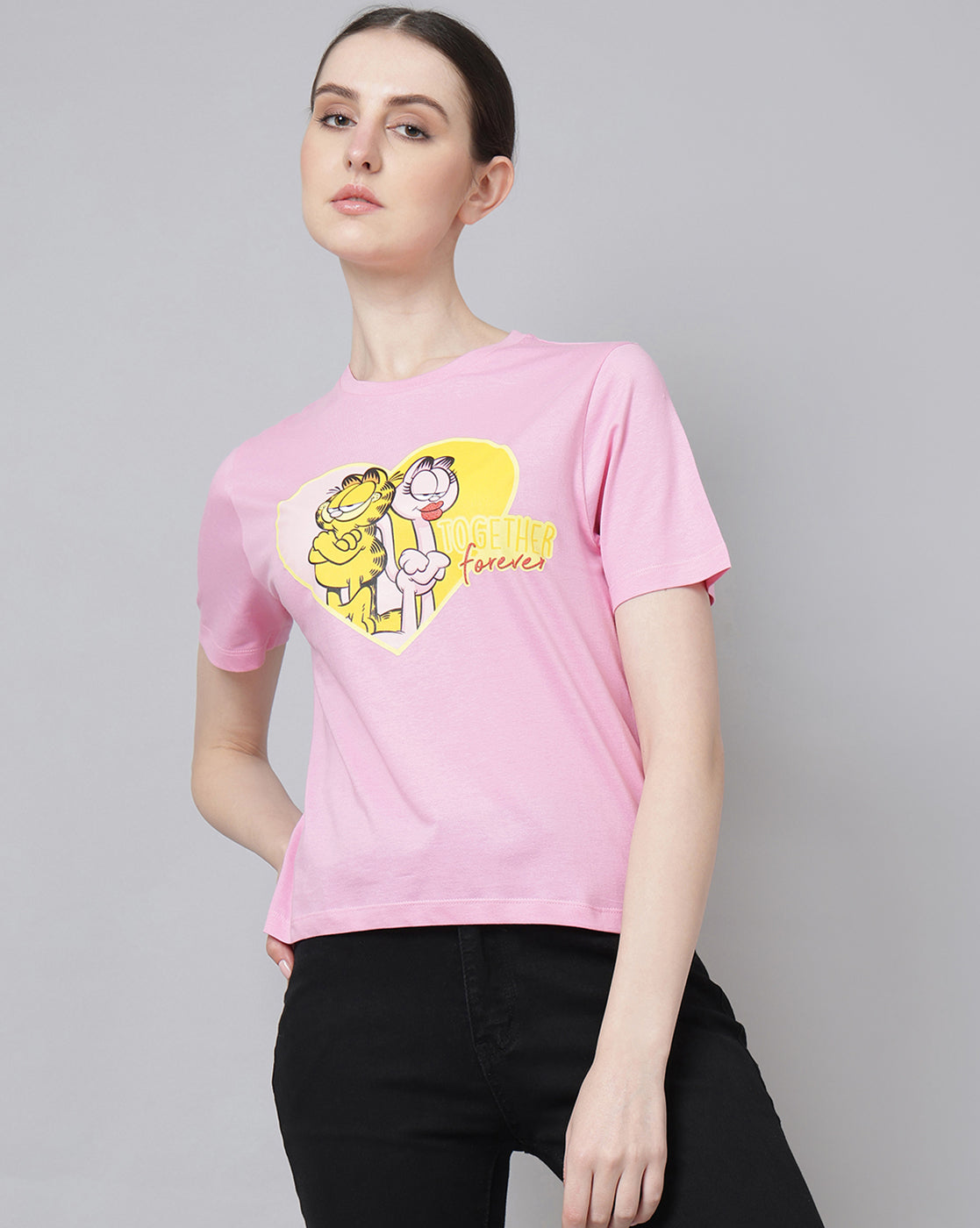 Garfield Printed Regular Fit Tshirt For Women