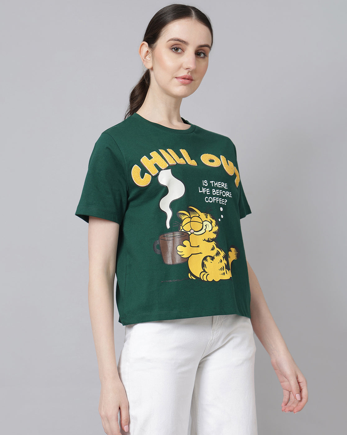 Garfield Printed Regular Fit Tshirt For Women