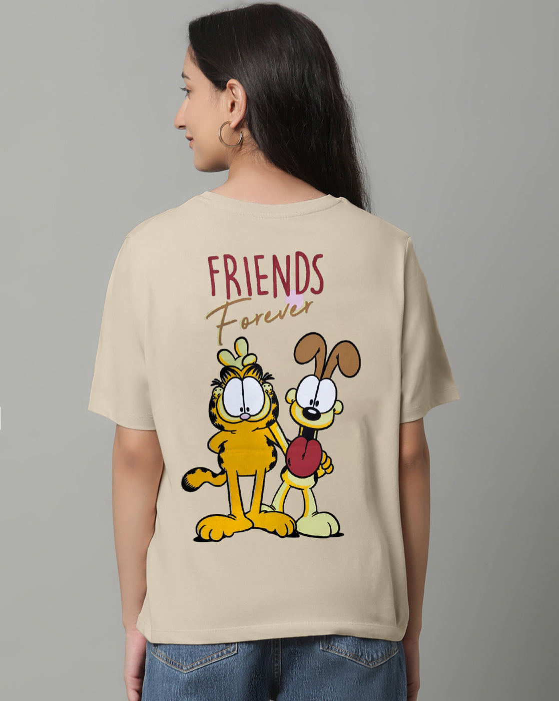 Garfield Beige Regular Fit Tshirt Women