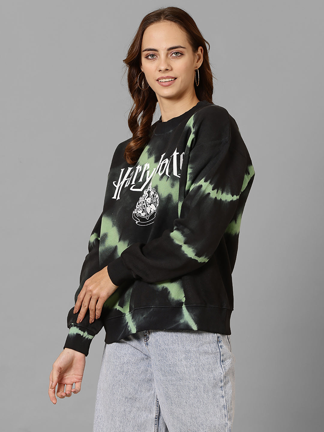 Harry Potter Slytherin Theme Oversized Sweatshirt Women