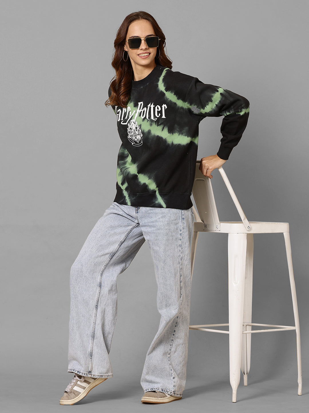 Harry Potter Slytherin Theme Oversized Sweatshirt Women