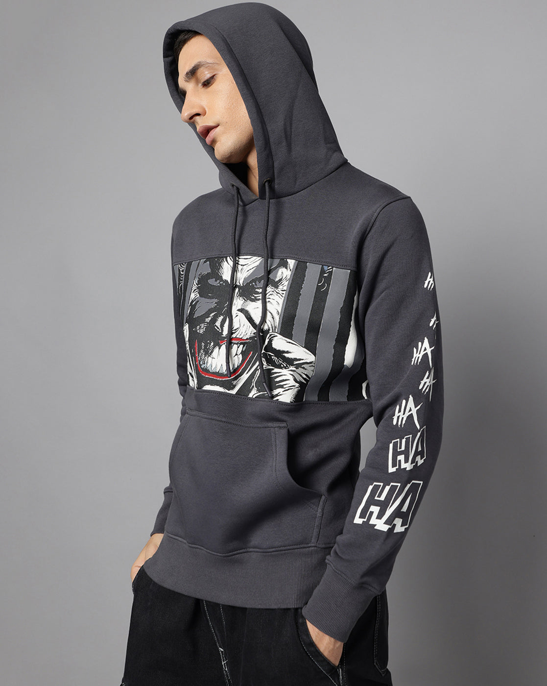 Joker Grey Regular Hoodie Men