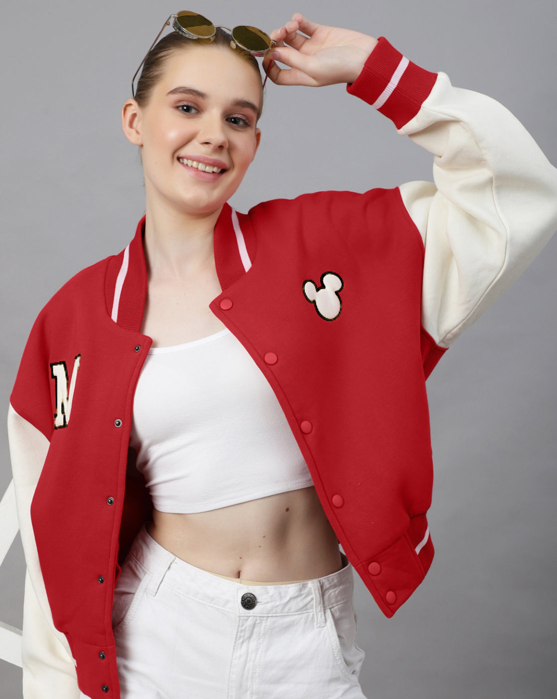 Mickey Mouse Oversized Varsity Jacket Women