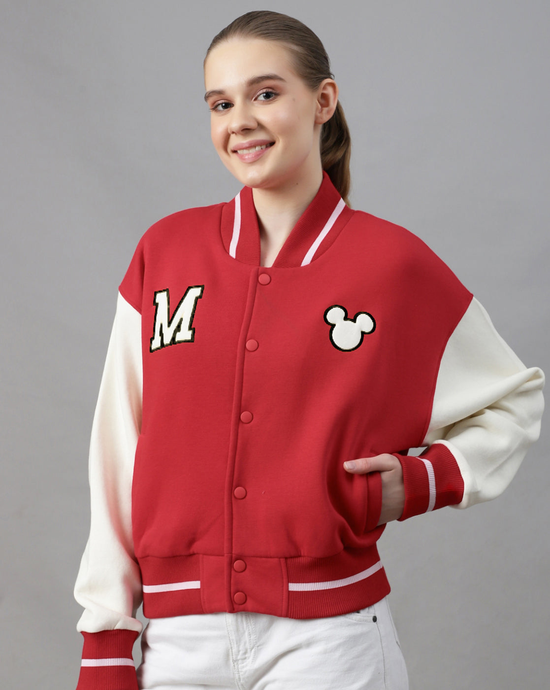 Mickey Mouse Oversized Varsity Jacket Women