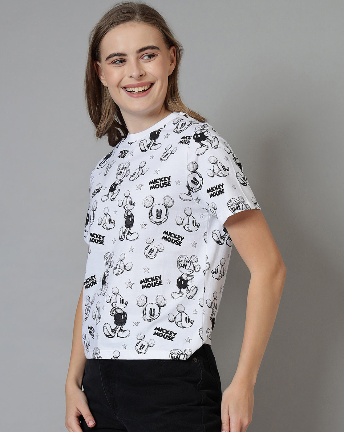 Mickey & Friends Printed Regular Fit Tshirt For Women