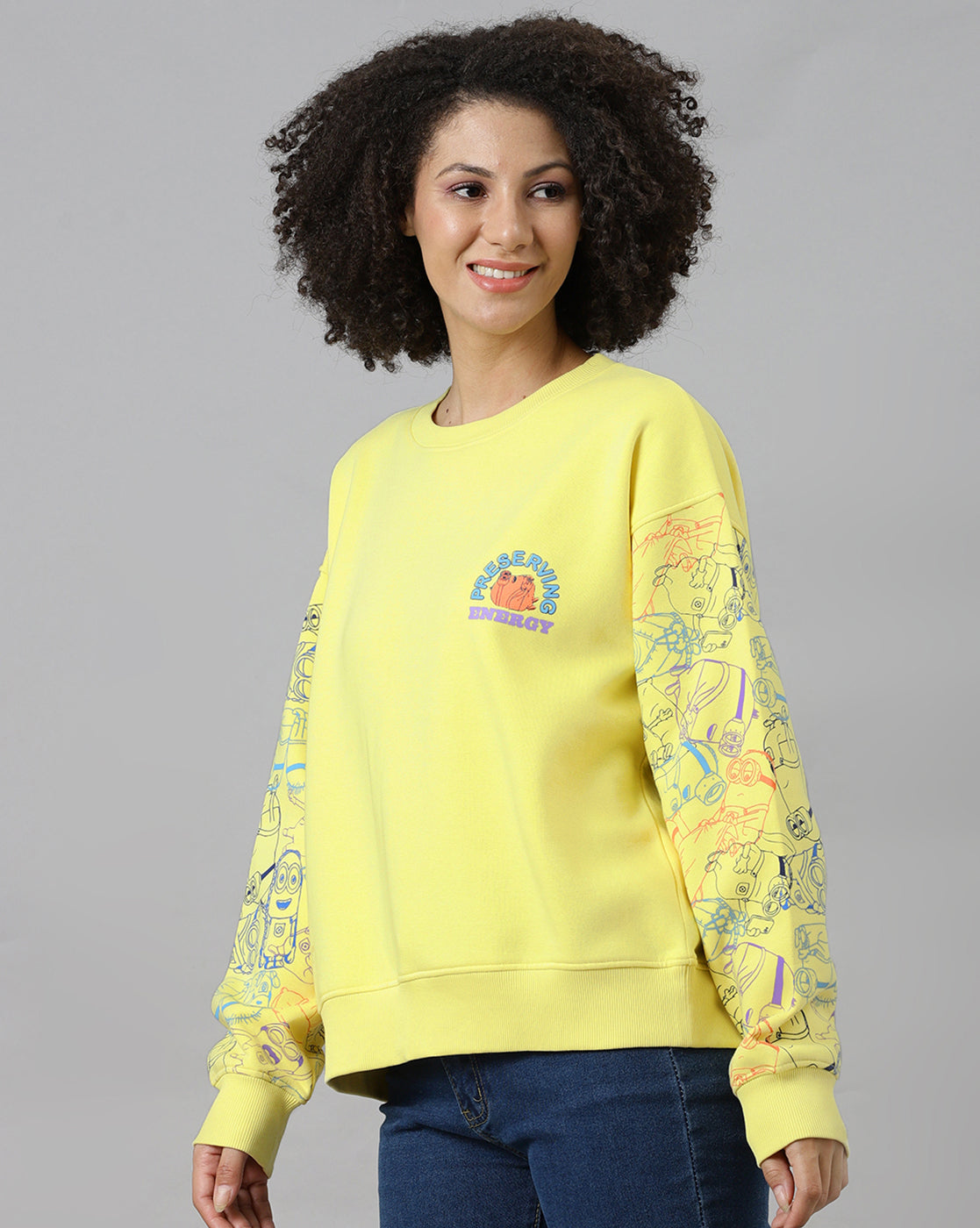 Minions Printed Relaxed Fit Sweatshirt For Women