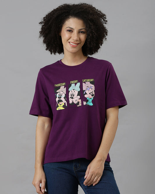 Minnie Printed Regular Fit Tshirt For Women