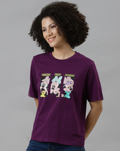 Minnie Printed Regular Fit Tshirt For Women