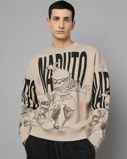 Naruto Printed Oversize Sweatshirt For Men