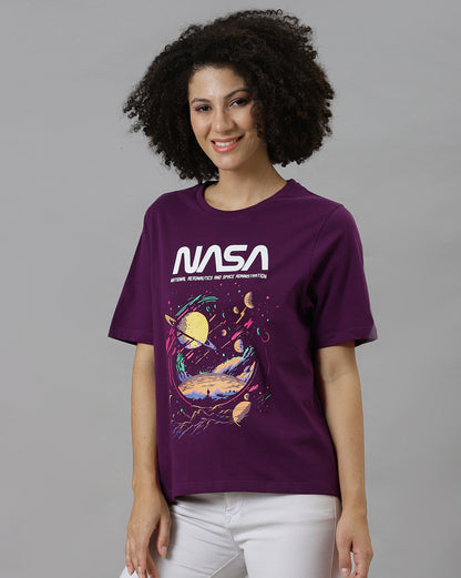 Nasa Printed Regular Fit Tshirt For Women