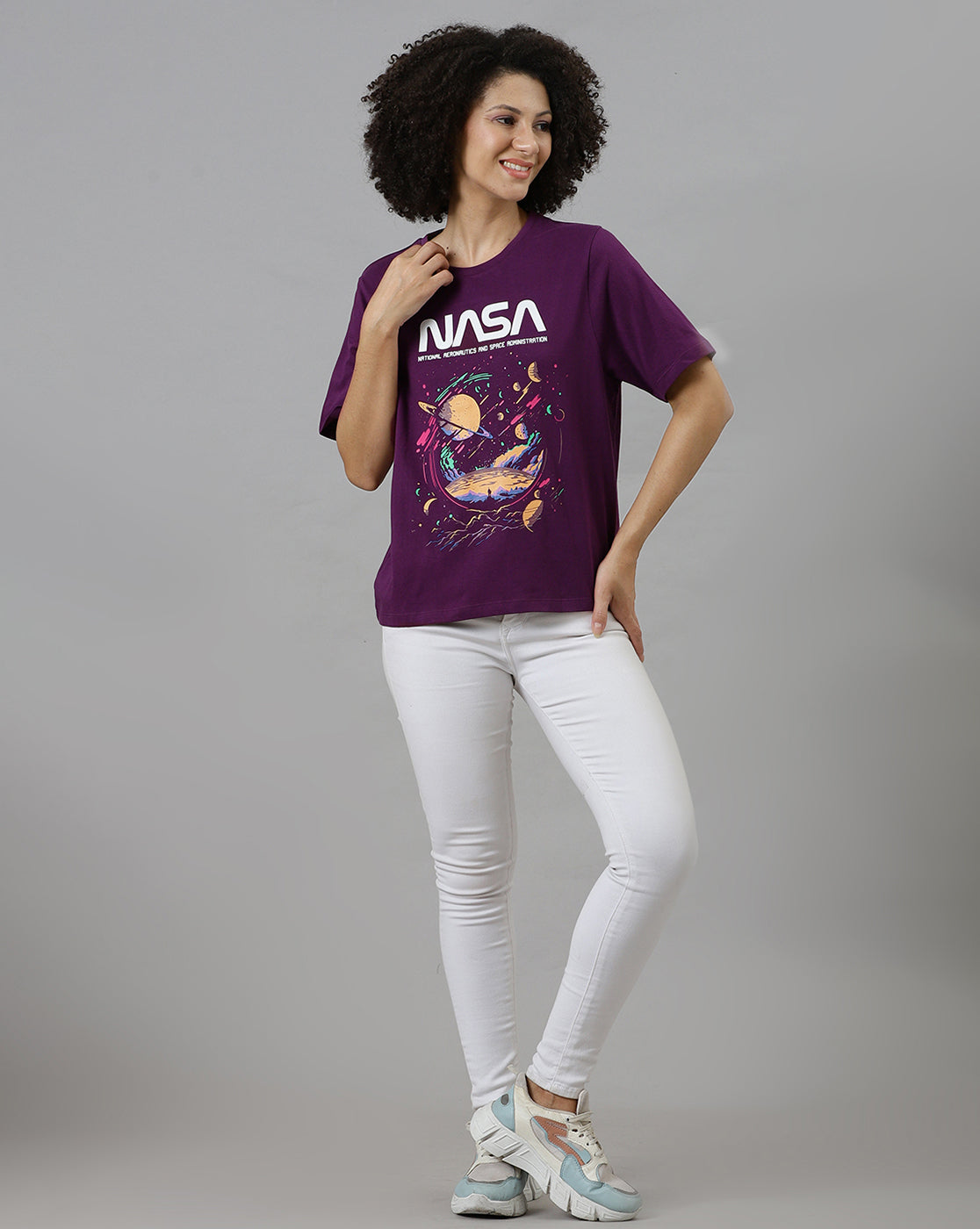 Nasa Printed Regular Fit Tshirt For Women