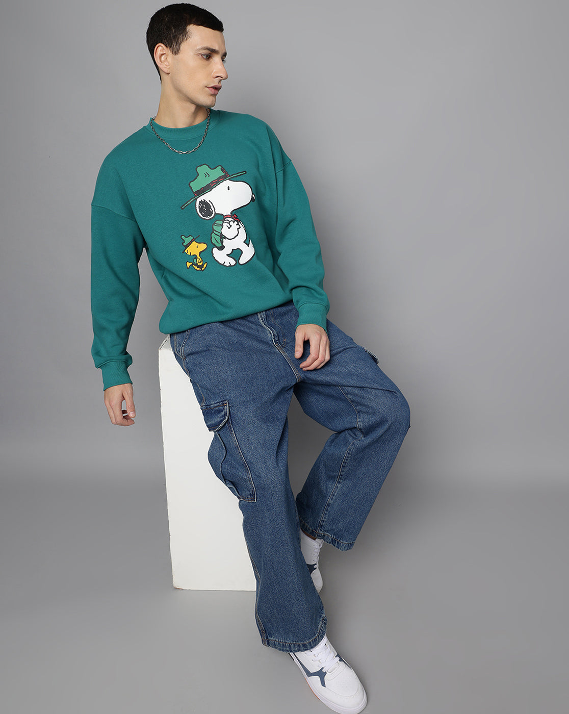 Peanuts Printed Oversized Sweatshirt For Men