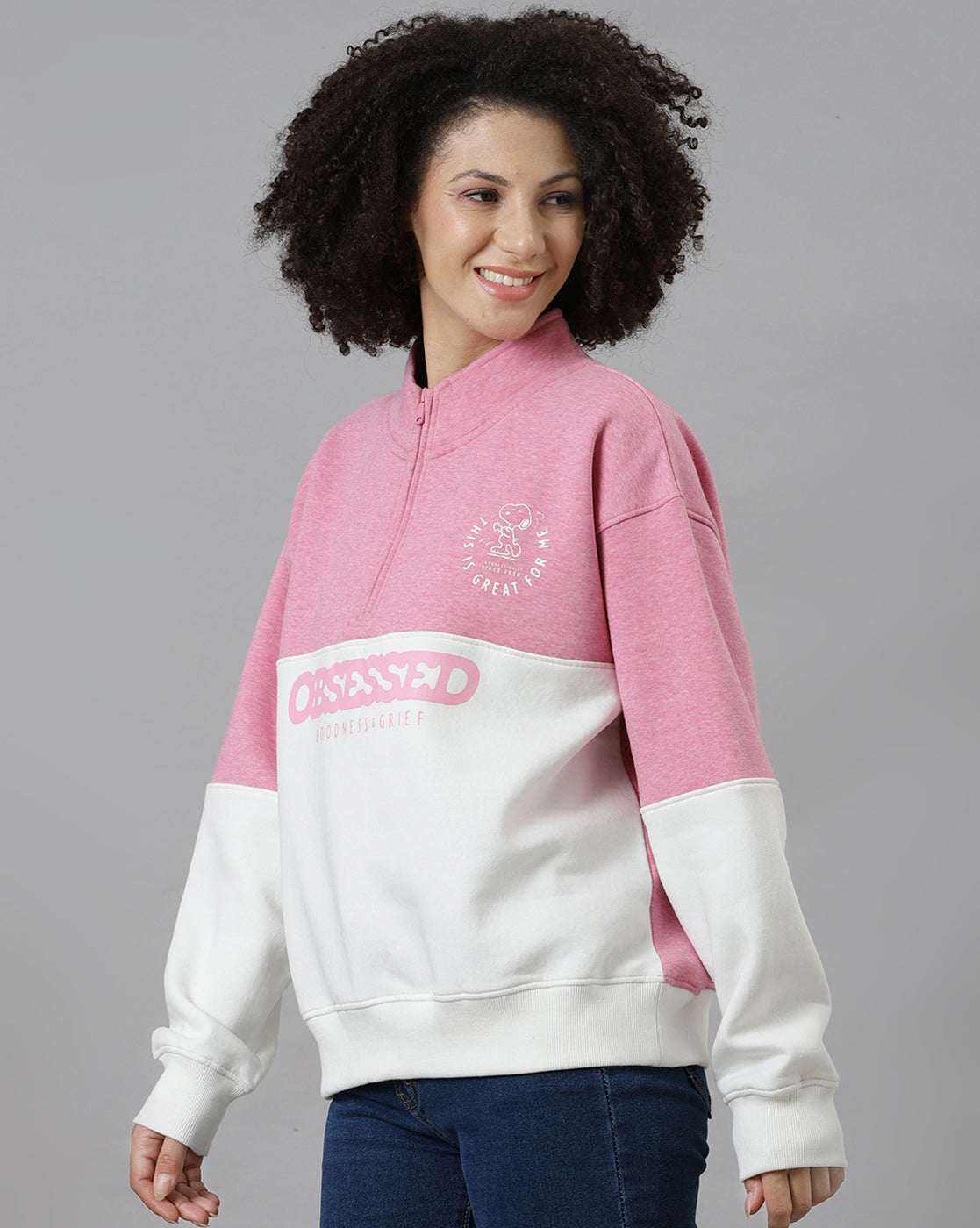 Peanuts Relaxed Fit Pink Sweatshirt Women