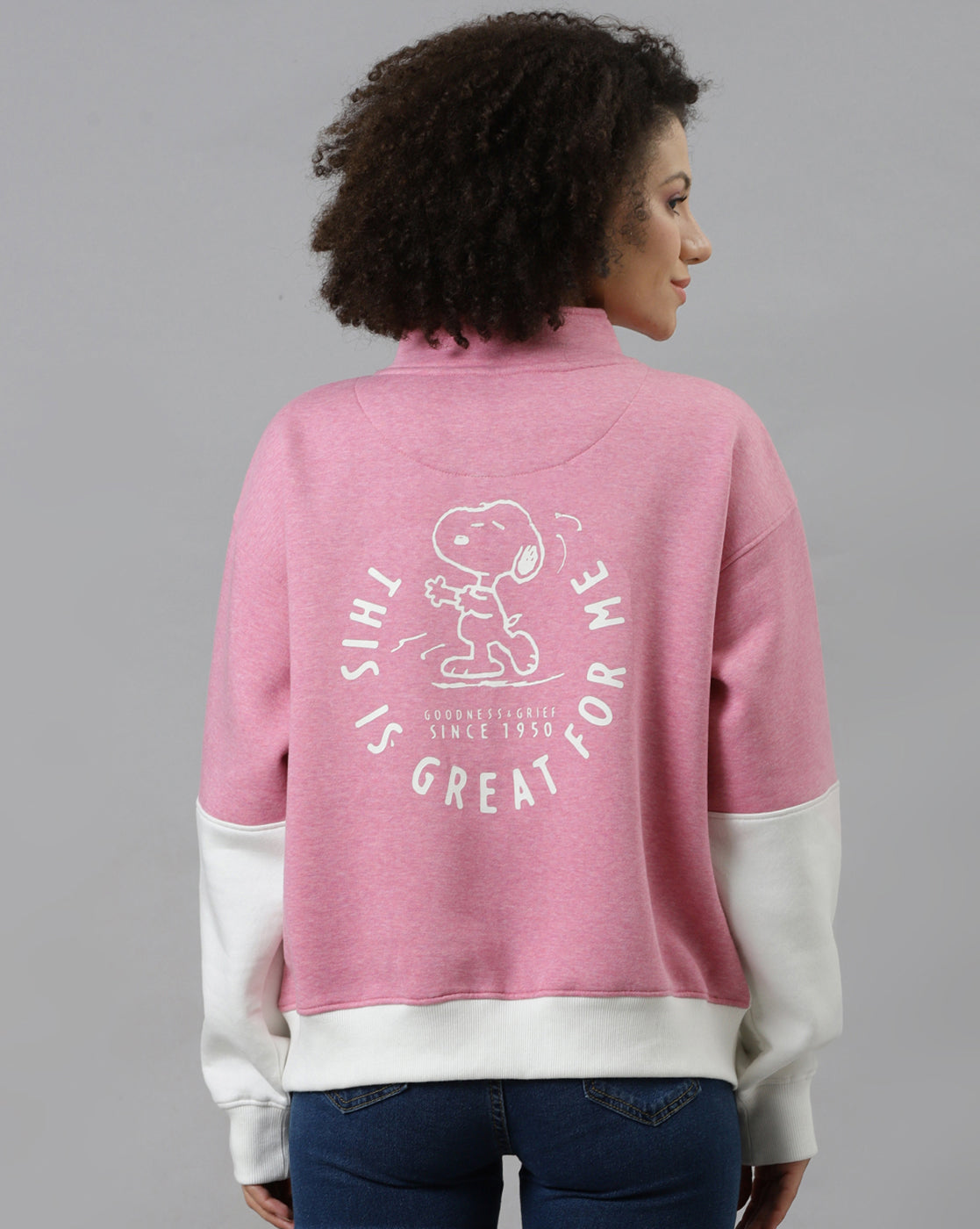 Peanuts Relaxed Fit Pink Sweatshirt Women