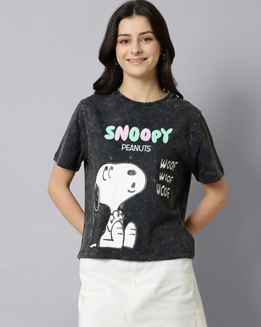 Snoppy Printed Regular Fit Tshirt For Women