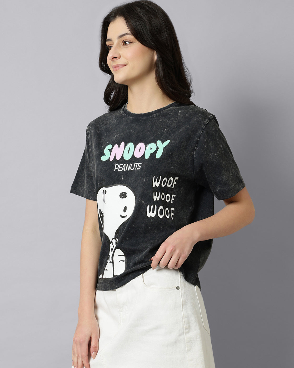 Snoppy Printed Regular Fit Tshirt For Women