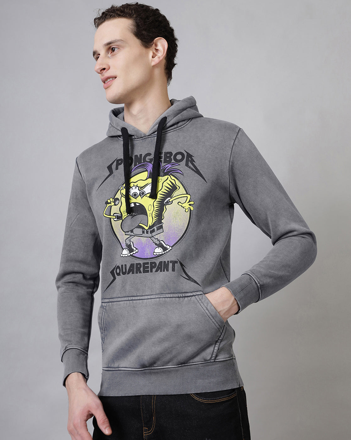 Sponge Bob Squarepants Printed Regular Fit Hoodie For Men