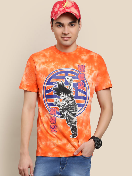 Dragon Ball Z Tie Dye Orange Tshirt For Men