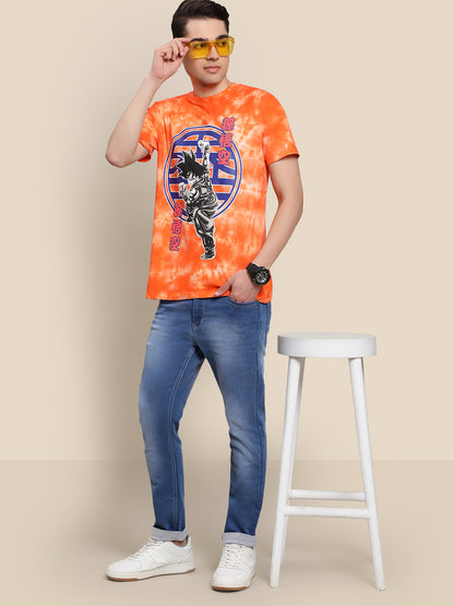 Dragon Ball Z Tie Dye Orange Tshirt For Men