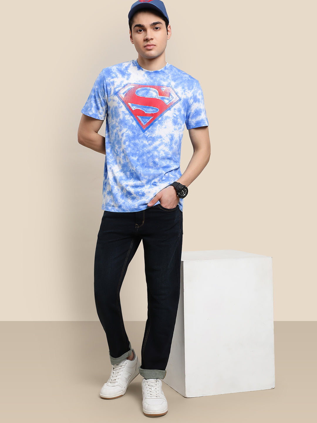 Superman Blue Tie Dye Tshirt For Men