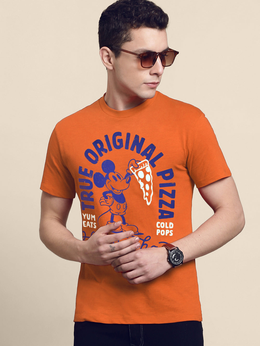 Mickey & Friends Orange Tshirt For Men