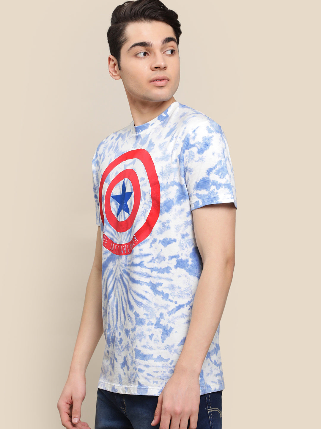 Captain America Blue Tie Dye Tshirt For Men