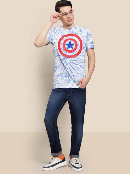 Captain America Blue Tie Dye Tshirt For Men