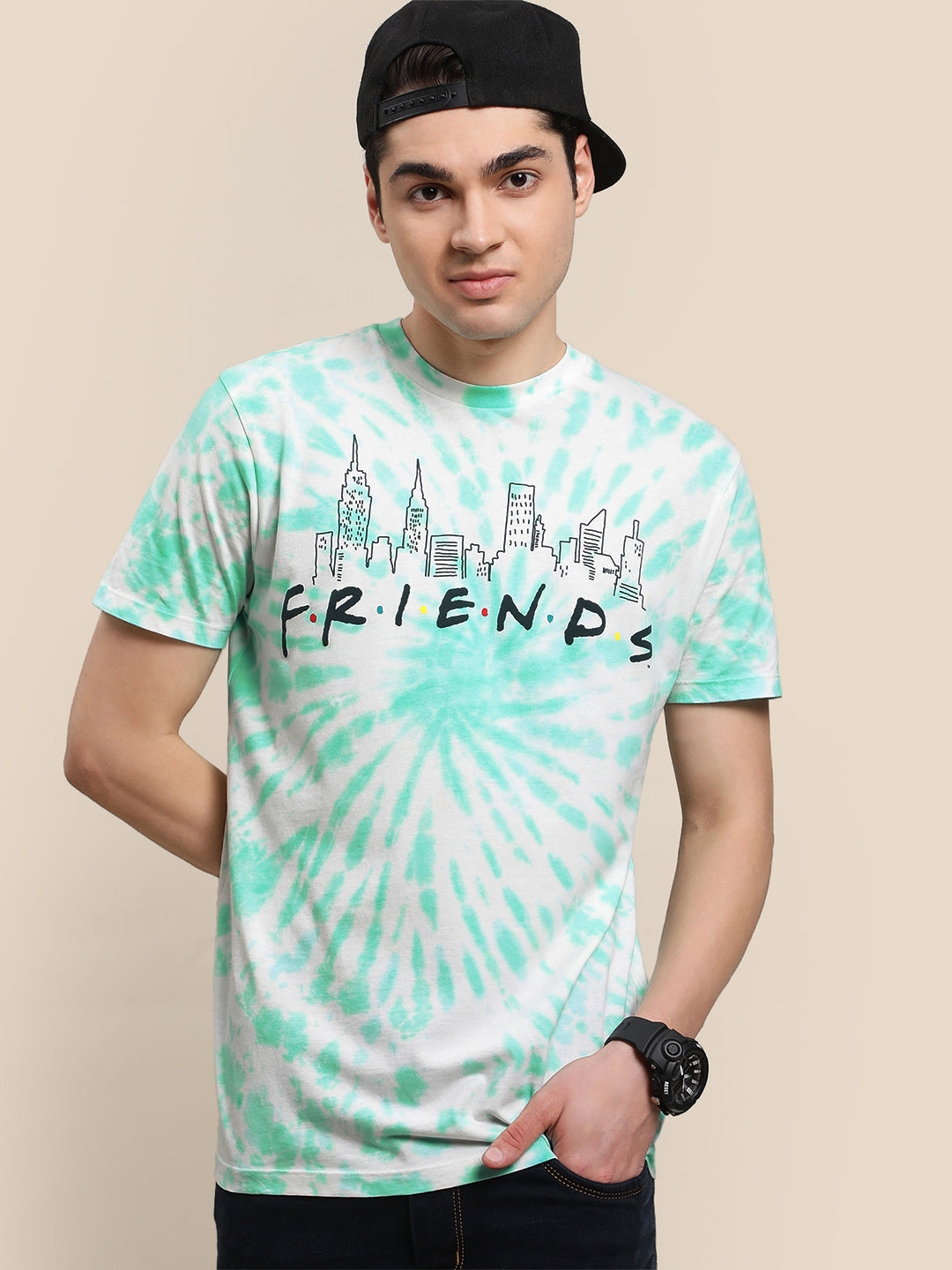 Friends Green Tie dye Tshirt For Men