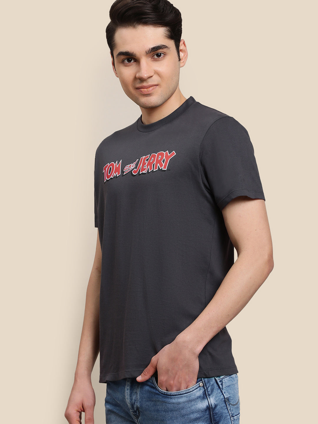 Tom & Jerry Grey Tshirt For Men