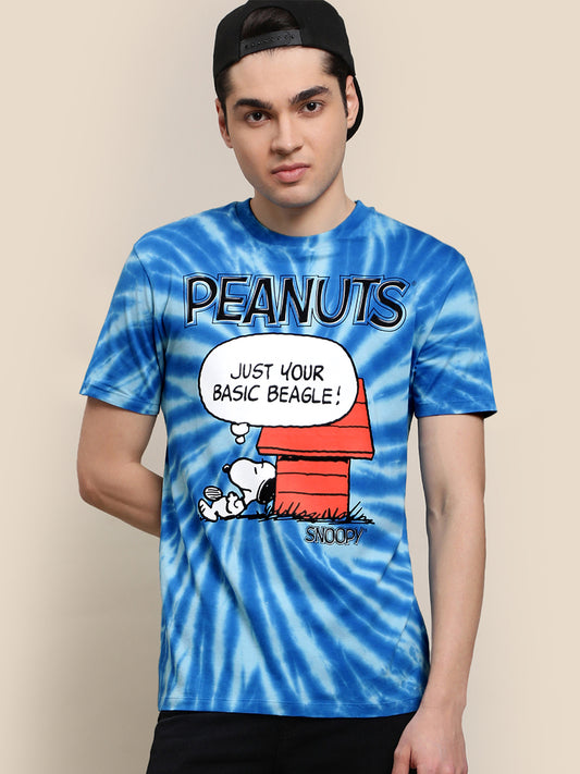 Peanuts Blue Tie Dye Tshirt For Men