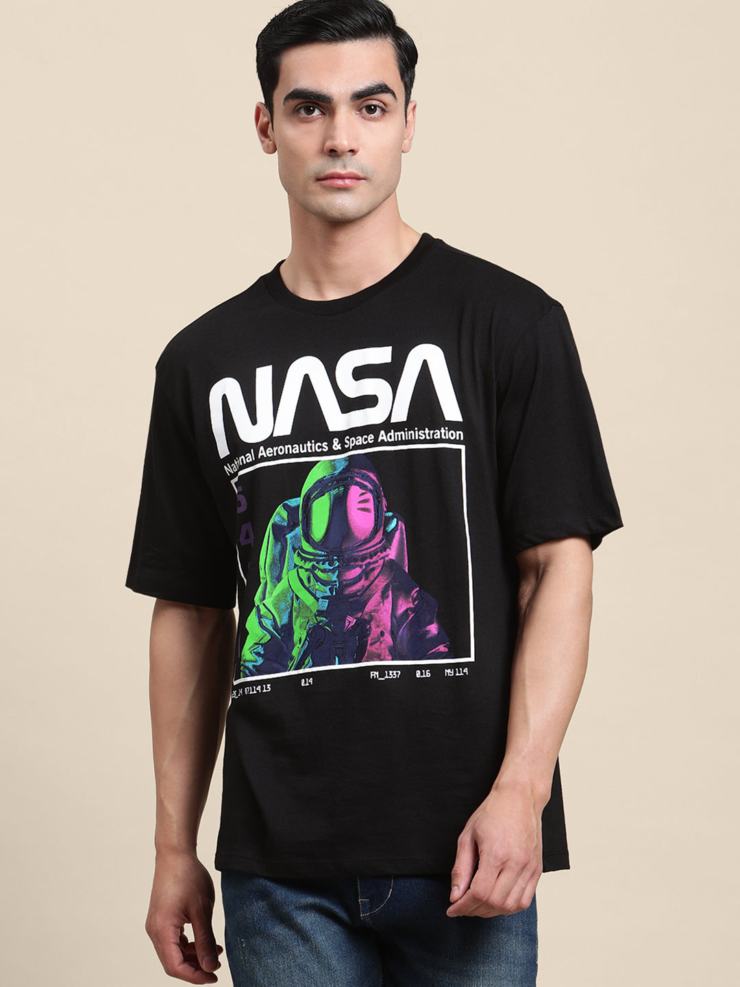 NASA Oversized Black Tshirt For Men