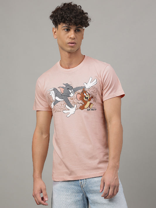 Tom & Jerry Pink Tshirt For Men