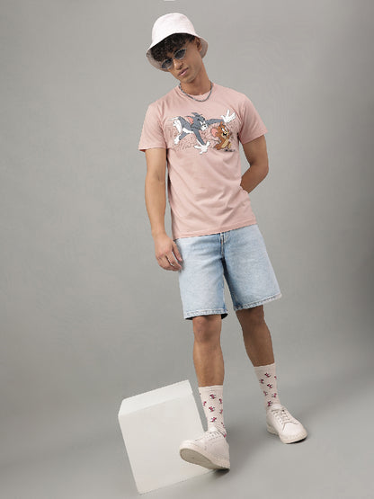 Tom & Jerry Pink Tshirt For Men