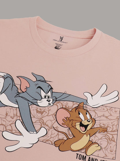 Tom & Jerry Pink Tshirt For Men