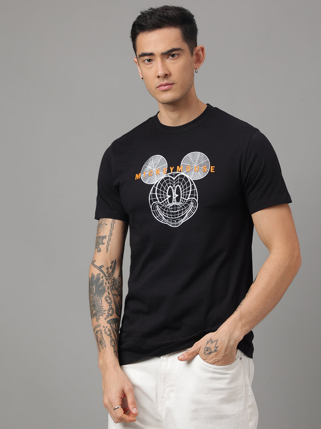 Mickey & Friends Black Tshirt For Men